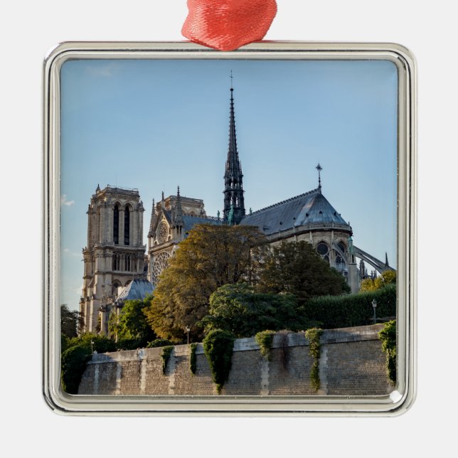 Famous Notre Dame de Paris Cathedral - France Metal Tree Decoration (Front)