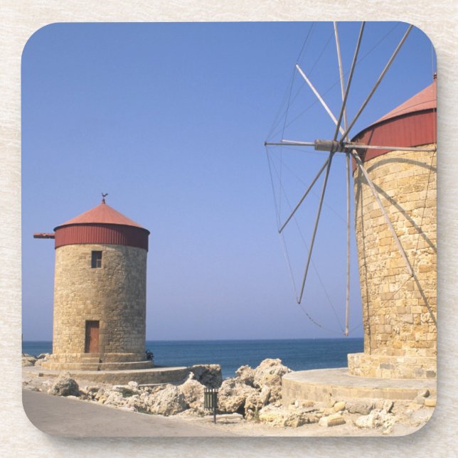 Famous old windmills of Rhodes Greece Coaster (Front)