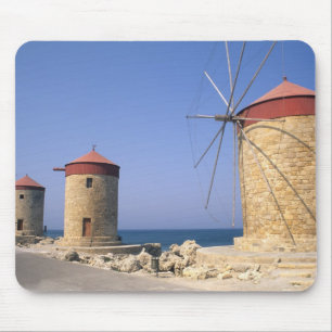 Famous old windmills of Rhodes Greece Mouse Pad