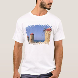 Famous old windmills of Rhodes Greece T-Shirt