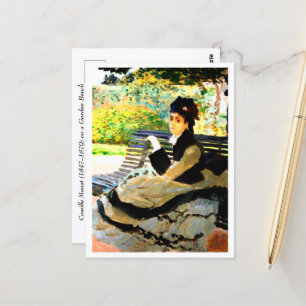 Famous painting Camille Monet on a Garden Bench  Postcard