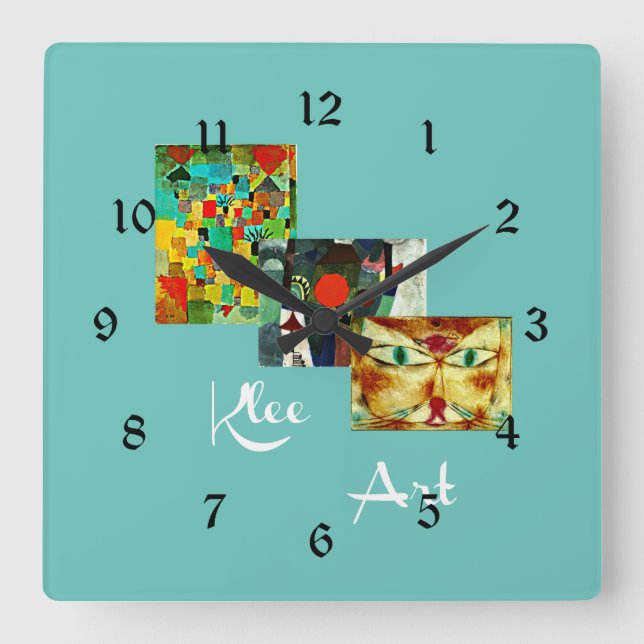 Famous paintings by Paul Klee Square Wall Clock (Front)