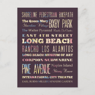 Famous Places of Long Beach, California. Postcard