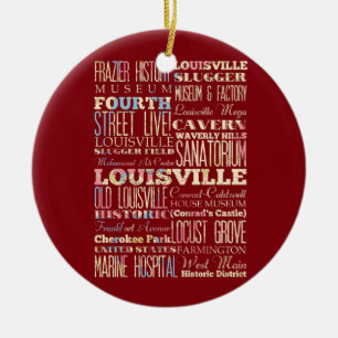 Famous Places of Louisville, Kentucky. Ceramic Tree Decoration