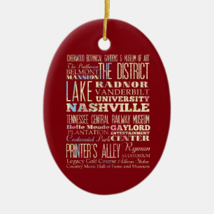 Famous Places of Nashville, Tennessee. Ceramic Tree Decoration