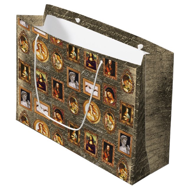 Famous Renaissance Framed Art  Large Gift Bag (Front Angled)