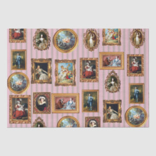 Famous Rococo Art Framed Antique Decoupage Tissue Paper