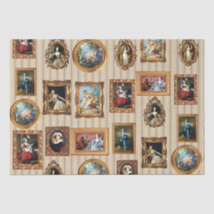 Famous Rococo Art Framed Antique Decoupage Tissue Paper