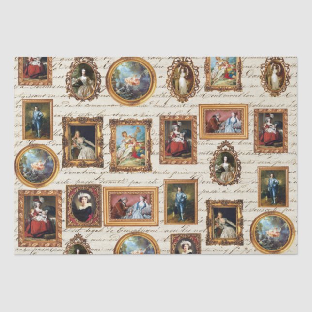 Famous Rococo Art Framed Antique Decoupage Tissue Paper (Front)