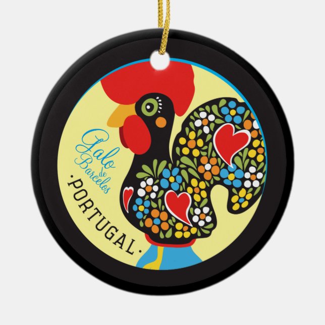 Famous Rooster of Barcelos #06 - Galo Barcelos Ceramic Tree Decoration (Front)