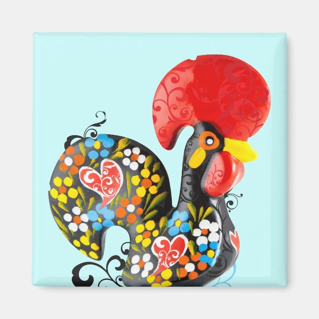 Famous Rooster of Barcelos Nr 06 - Floral edition Magnet (Front)