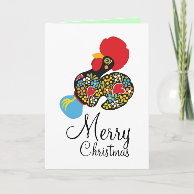 Famous Rooster of Barcelos Nr 06 Merry Christmas Holiday Card (Front)