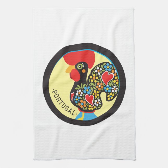 Famous Rooster of Barcelos Nr 06 Tea Towel (Vertical)