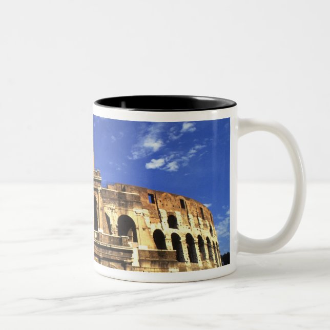 Famous ruins of the Coliseum in Rome Italy Two-Tone Coffee Mug (Right)