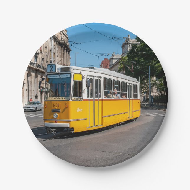 Famous Tramway two in Budapest, Hungary Paper Plate (Front)