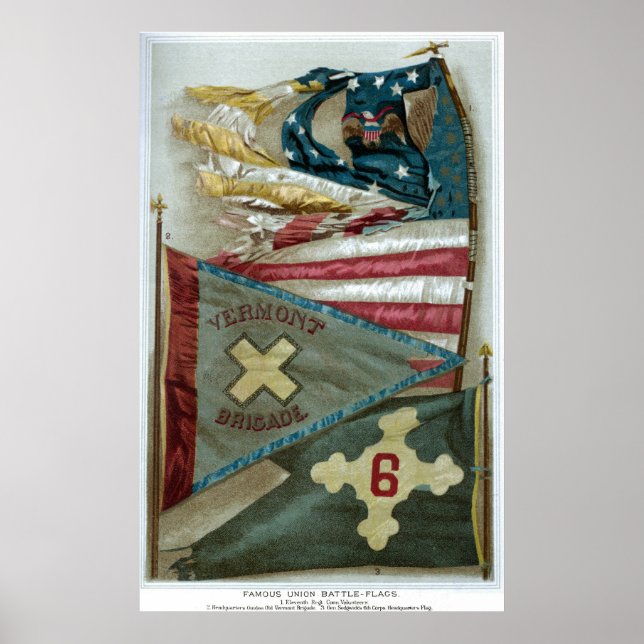 Famous Union Battle Flags - Plate 1 - Poster (Front)