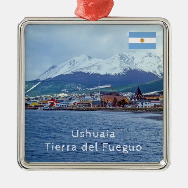 Famous Ushuaia - Tierra del Fuego, Argentina Metal Tree Decoration (Front)