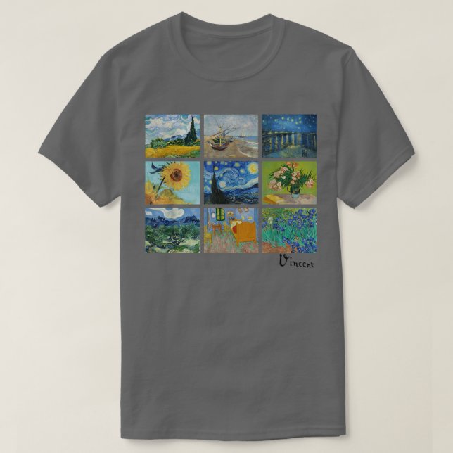 Famous Van Gogh Paintings Sunflowers Starry Night  T-Shirt (Design Front)