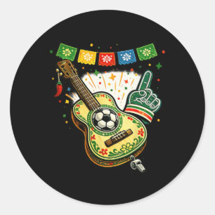 Fan Art - Guitar And Soccer Mexico Classic Round Sticker