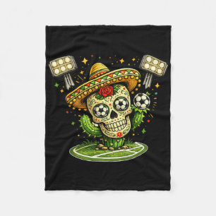 Fan Art - Skull And Soccer Mexico Fleece Blanket