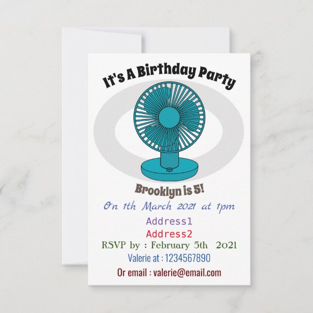 Fan cartoon illustration invitation (Front)