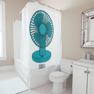 Fan cartoon illustration shower curtain