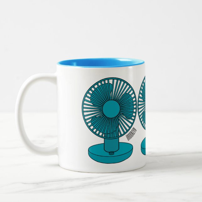 Fan cartoon illustration  Two-Tone coffee mug (Left)