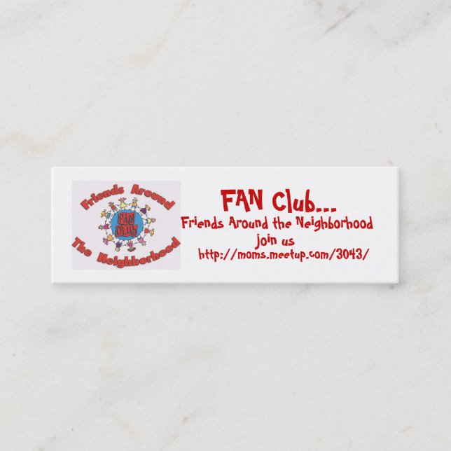FAN Club Calling Cards - Customised (Front)