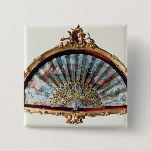 Fan, decorated with a scene of a fete 15 cm square badge
