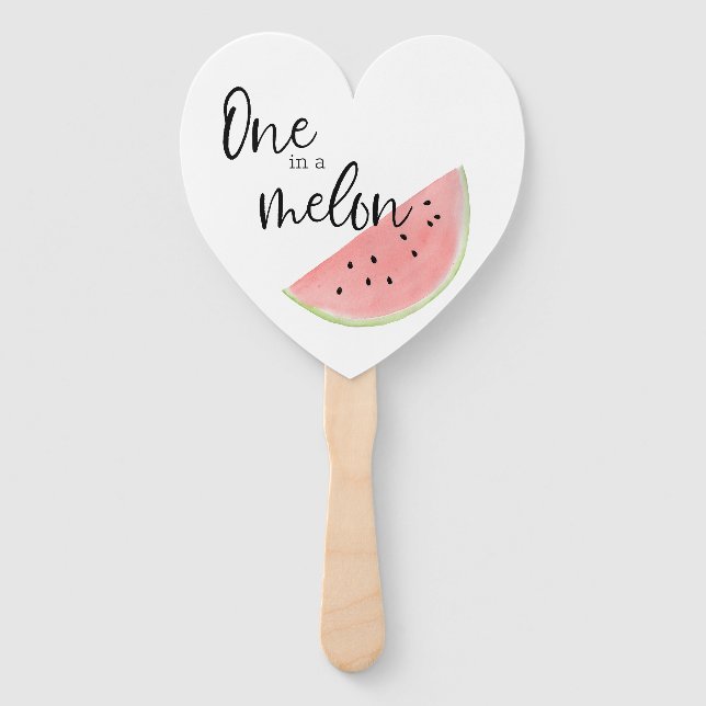 FAN One in a Melon watermelon heart shaped fan (Front)