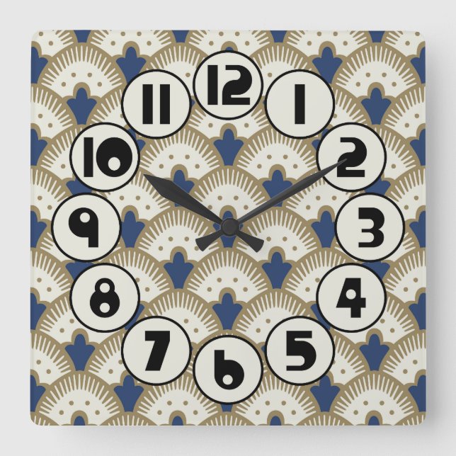 Fan Pattern Square Wall Clock (Front)