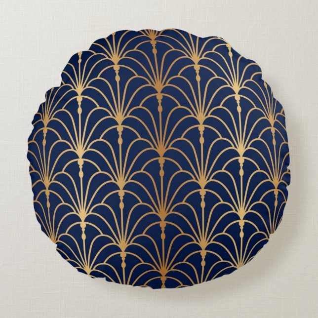 Fan seamless pattern. Chinese, Japanese style. Tra Round Cushion (Front)