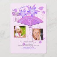 Fan Two Photo Birthday Party Invitation