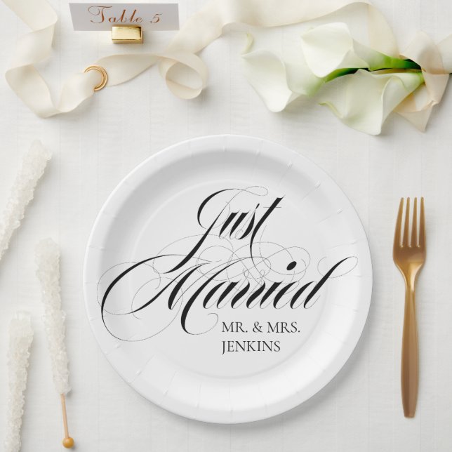 Fanciest Just Married Reception  Paper Plate (Wedding)