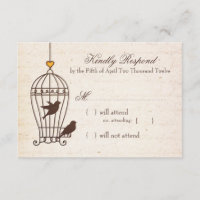 Fanciful Bird Cage - Autumn Orange Wedding RSVP