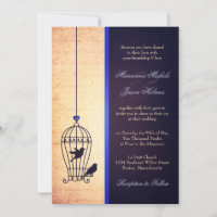 Fanciful Bird Cage with Blue Ribbon Wedding
