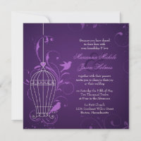 Fanciful Bird Cage with Swirls Aubergine Wedding