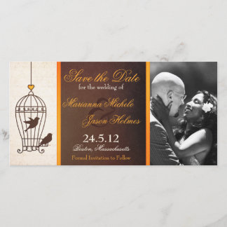 Fanciful Birdcage Autumn Orange Save the Date