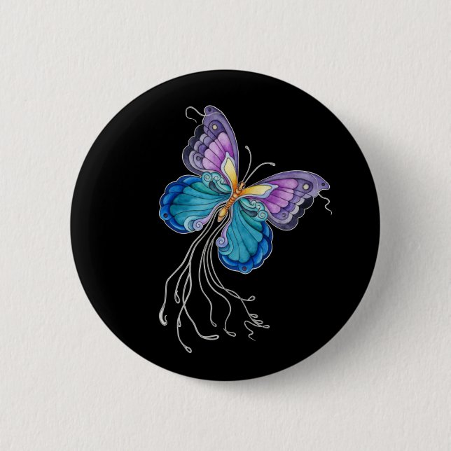 Fanciful Butterfly 6 Cm Round Badge (Front)