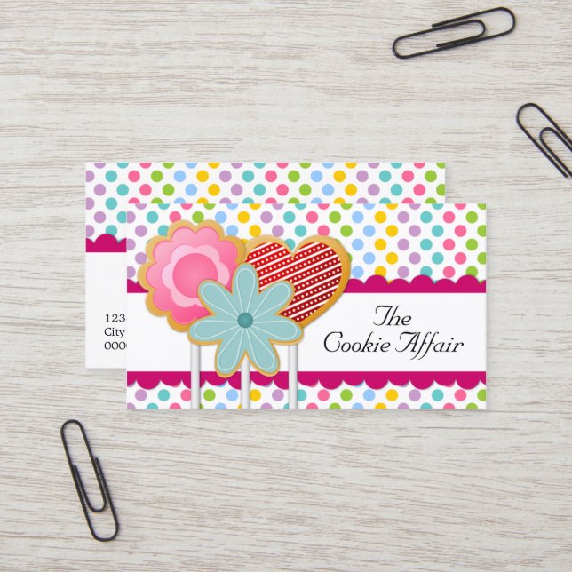 Fanciful Cookie Pops Business Card (Front/Back In Situ)