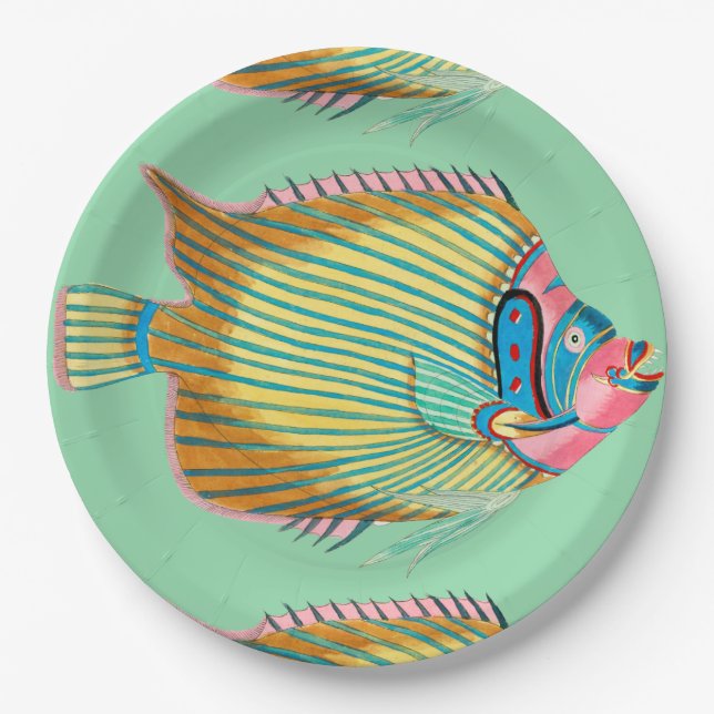 Fanciful Fish with French Paper Plate (Front)