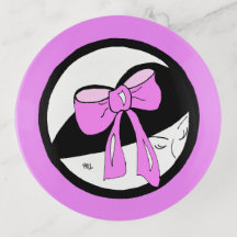 Fanciful Hat with Pink Bow Trinket Tray