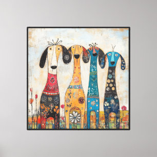 Fanciful Long Tall Hound Dogs Canvas Print