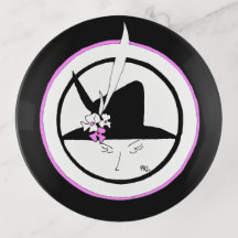 Fanciful Pink Black and White Hat Trinket Tray