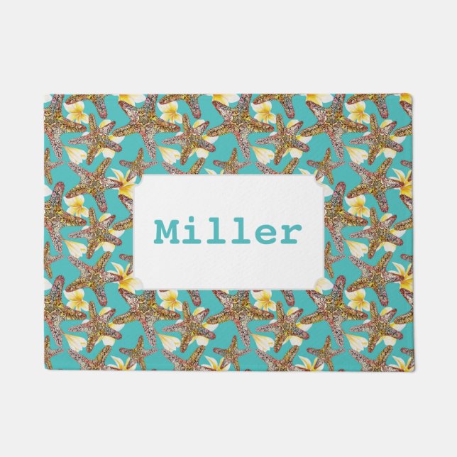 Fanciful Starfish Pattern | Add Your Name Doormat (Front)