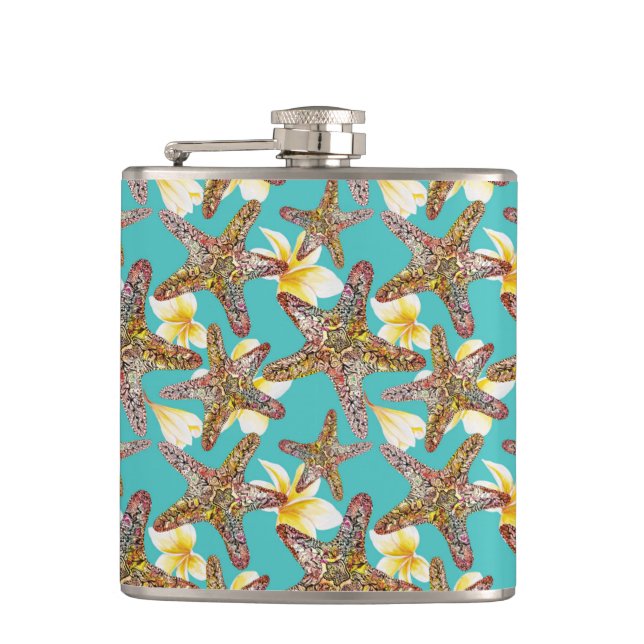 Fanciful Starfish Pattern Hip Flask (Front)