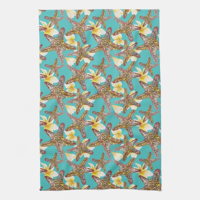 Fanciful Starfish Pattern Tea Towel (Vertical)