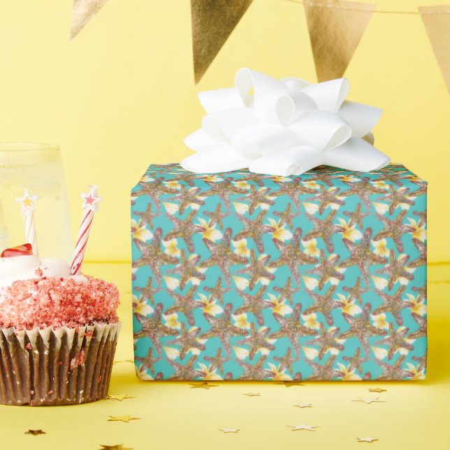 Fanciful Starfish Pattern Wrapping Paper (Birthday Party)