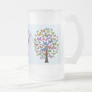 Fanciful Trees Frosted Glass Beer Mug