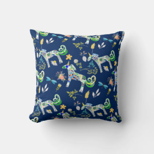 Fanciful Unicorns and Dragonflies Cushion